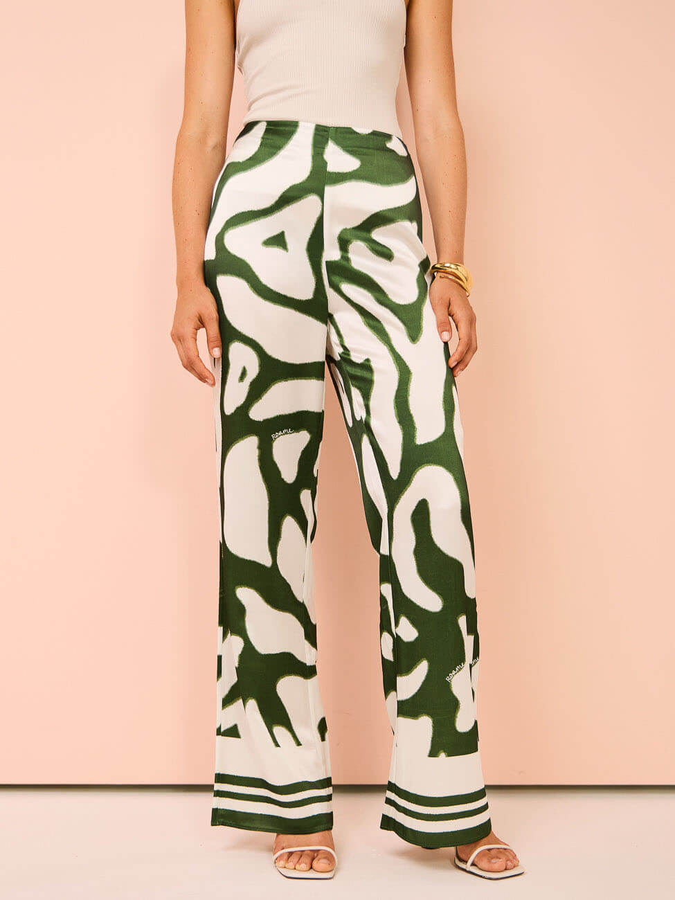 Special Satin Irregular Geometric Print Wide Leg Pants