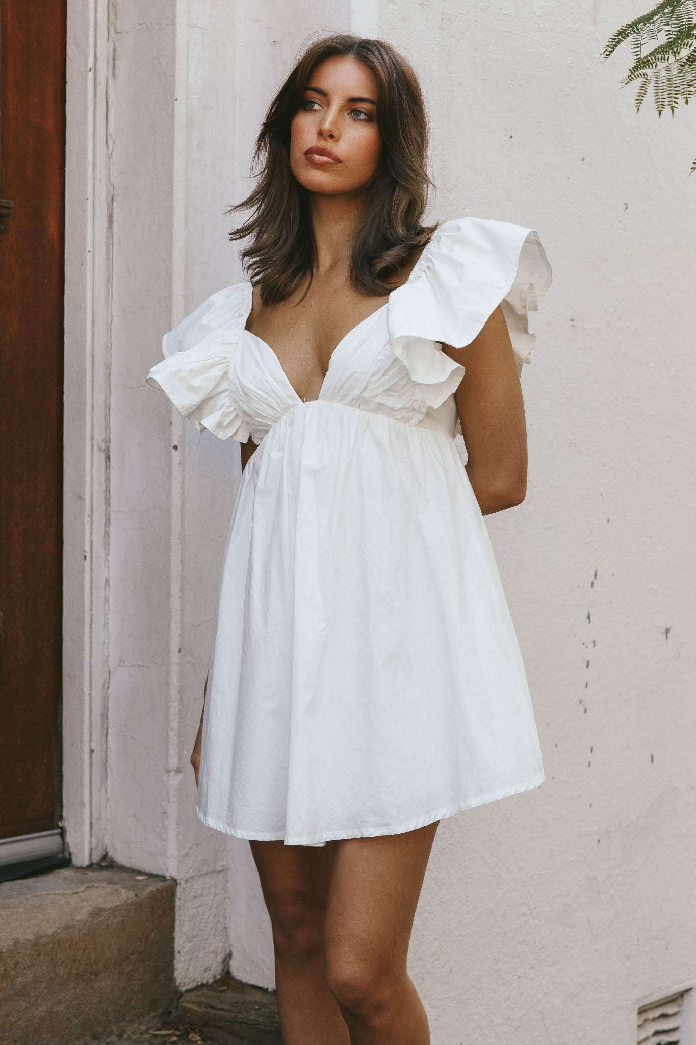 Ivory Ruffle Mini Dress