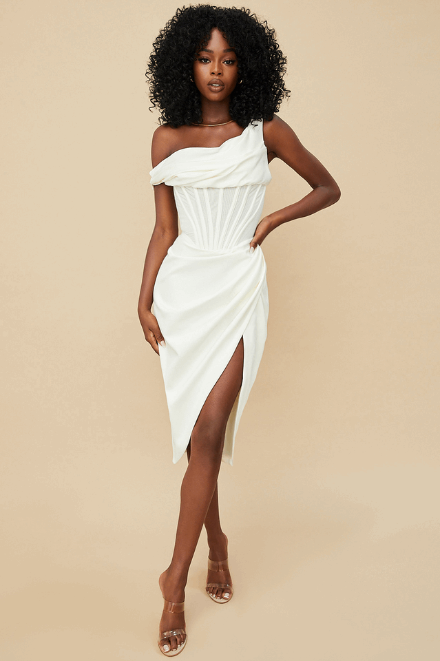 Swaying Silhouette Midi Corset Dress