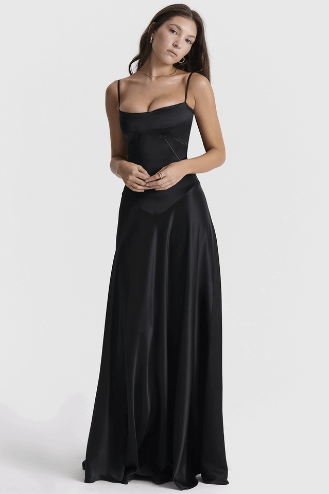 Midnight Lace Elegance Maxi Dress