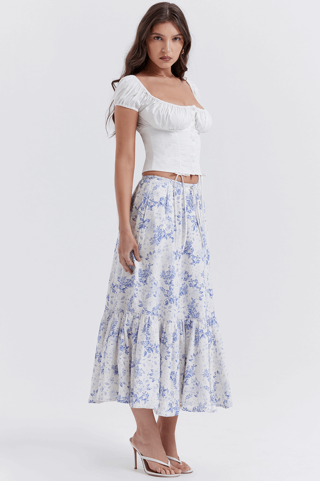 Aitana Blue Print Top + Skirt Set