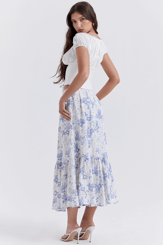 Aitana Blue Print Top + Skirt Set