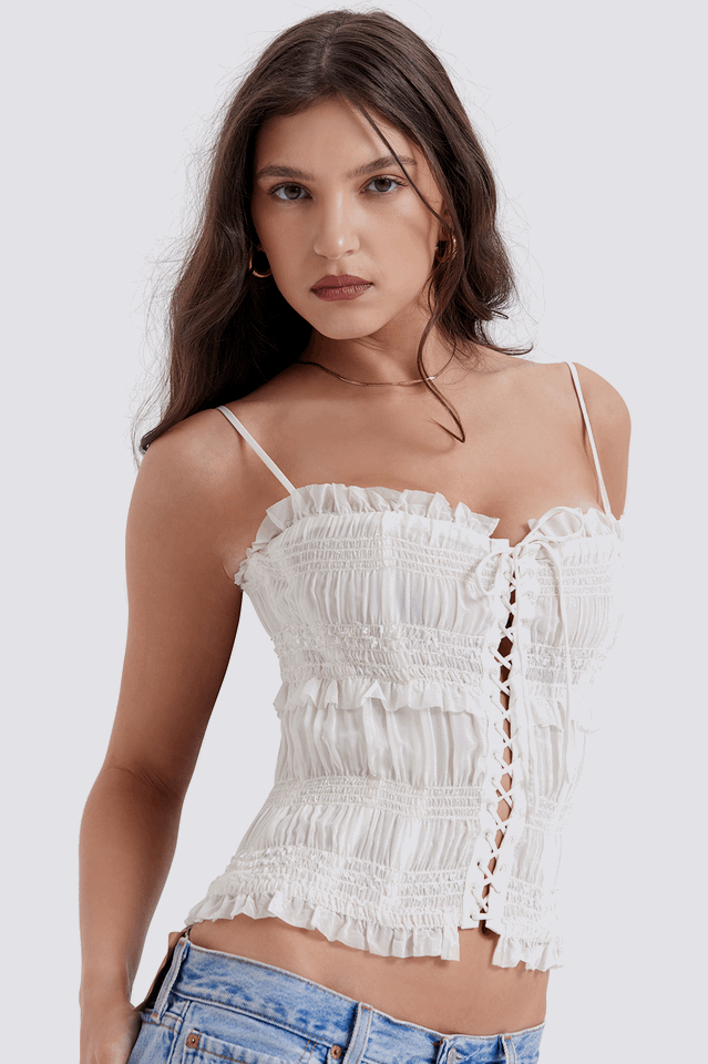 Lula Ivory Sequin Pleat Corset