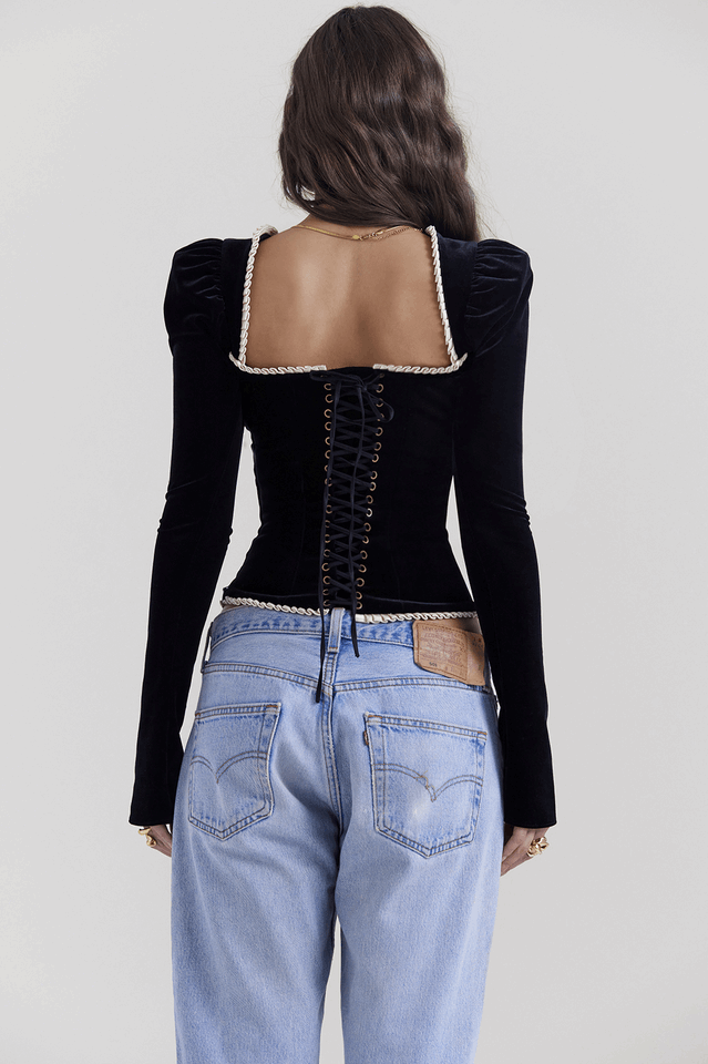 Noa Black Velvet Corset